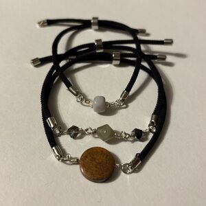 Elegant Black and Silver Bracelet Set